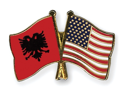 Fahnen Pins Albanien USA