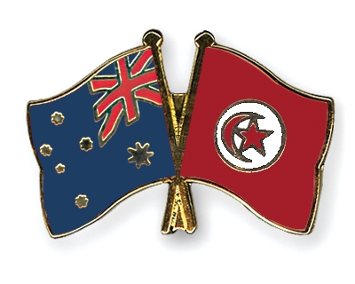 Fahnen Pins Australien Tunesien