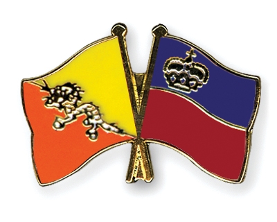 Fahnen Pins Bhutan Liechtenstein