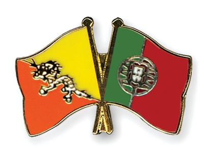Fahnen Pins Bhutan Portugal