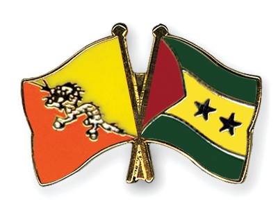 Fahnen Pins Bhutan Sao-Tome-und-Principe