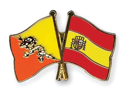 Fahnen Pins Bhutan Spanien