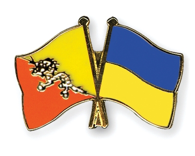 Fahnen Pins Bhutan Ukraine