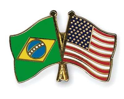 Fahnen Pins Brasilien USA