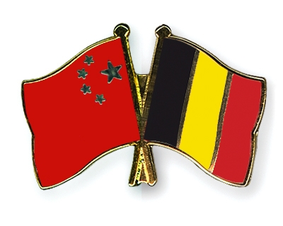 Fahnen Pins China Belgien