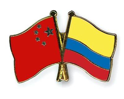 Fahnen Pins China Kolumbien