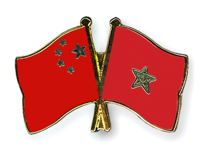 Fahnen Pins China Marokko