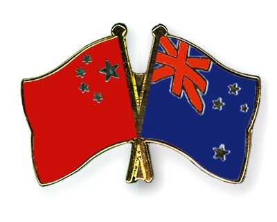Fahnen Pins China Neuseeland