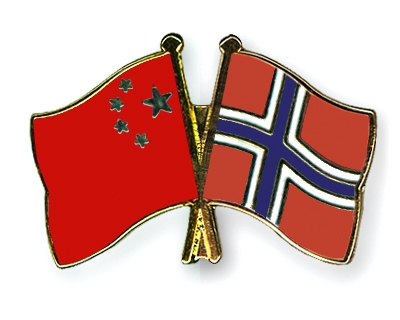 Fahnen Pins China Norwegen