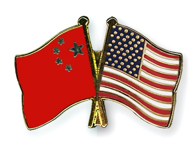 Fahnen Pins China USA