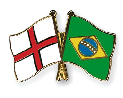 Fahnen Pins England Brasilien
