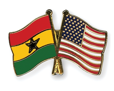 Fahnen Pins Ghana USA