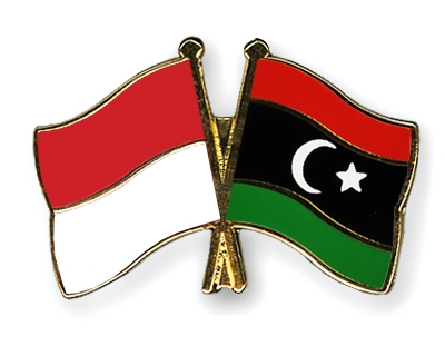 Fahnen Pins Indonesien Libyen