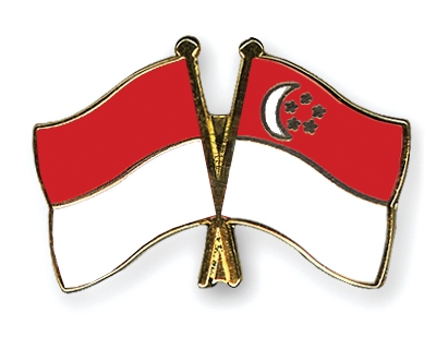 Fahnen Pins Indonesien Singapur