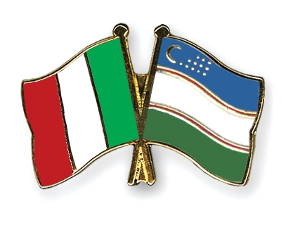 Fahnen Pins Italien Usbekistan