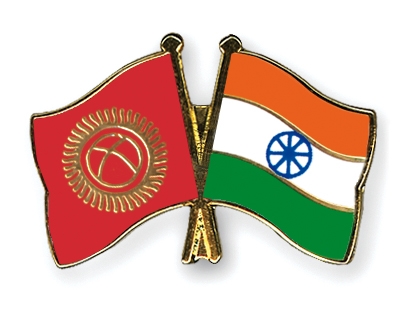 Fahnen Pins Kirgisistan Indien