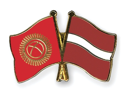 Fahnen Pins Kirgisistan Lettland