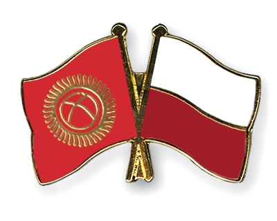 Fahnen Pins Kirgisistan Polen