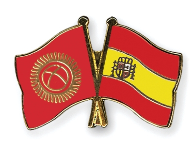 Fahnen Pins Kirgisistan Spanien