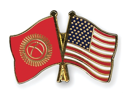 Fahnen Pins Kirgisistan USA