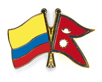 Fahnen Pins Kolumbien Nepal
