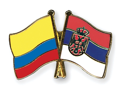 Fahnen Pins Kolumbien Serbien