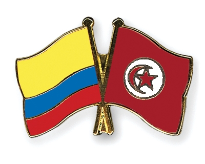 Fahnen Pins Kolumbien Tunesien