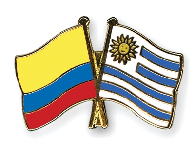 Fahnen Pins Kolumbien Uruguay