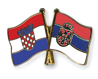 Fahnen Pins Kroatien Serbien