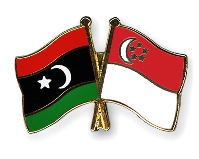 Fahnen Pins Libyen Singapur
