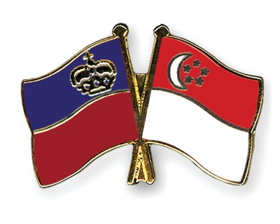 Fahnen Pins Liechtenstein Singapur
