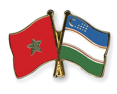 Fahnen Pins Marokko Usbekistan