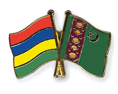 Fahnen Pins Mauritius Turkmenistan
