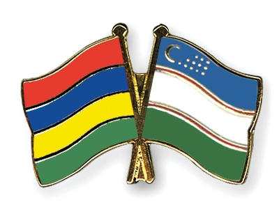 Fahnen Pins Mauritius Usbekistan