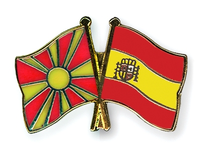 Fahnen Pins Mazedonien Spanien
