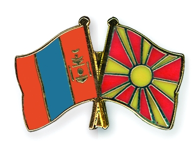 Fahnen Pins Mongolei Mazedonien
