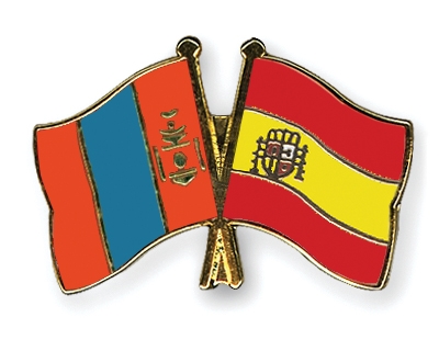 Fahnen Pins Mongolei Spanien