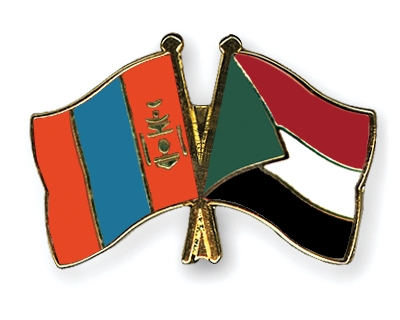 Fahnen Pins Mongolei Sudan