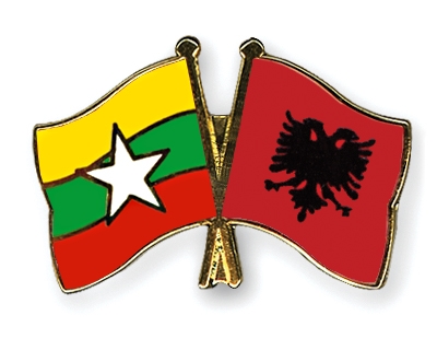 Fahnen Pins Myanmar Albanien