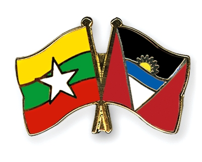 Fahnen Pins Myanmar Antigua-und-Barbuda