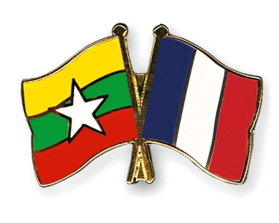 Fahnen Pins Myanmar Frankreich
