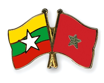 Fahnen Pins Myanmar Marokko