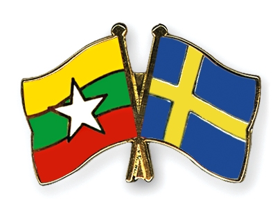 Fahnen Pins Myanmar Schweden