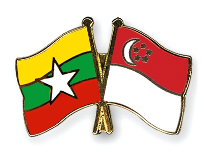 Fahnen Pins Myanmar Singapur