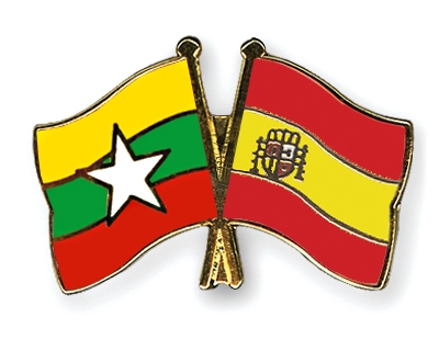 Fahnen Pins Myanmar Spanien
