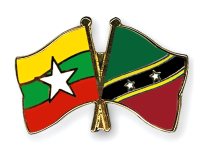 Fahnen Pins Myanmar St-Kitts-und-Nevis