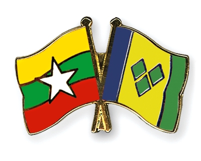 Fahnen Pins Myanmar St-Vincent-und-die-Grenadinen