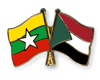 Fahnen Pins Myanmar Sudan