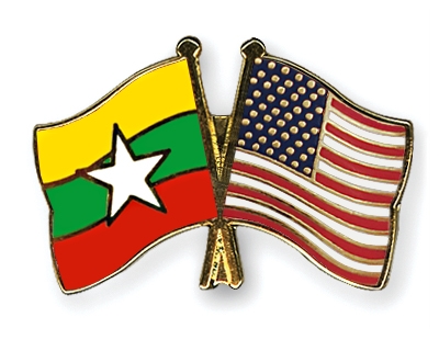 Fahnen Pins Myanmar USA