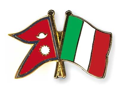 Fahnen Pins Nepal Italien